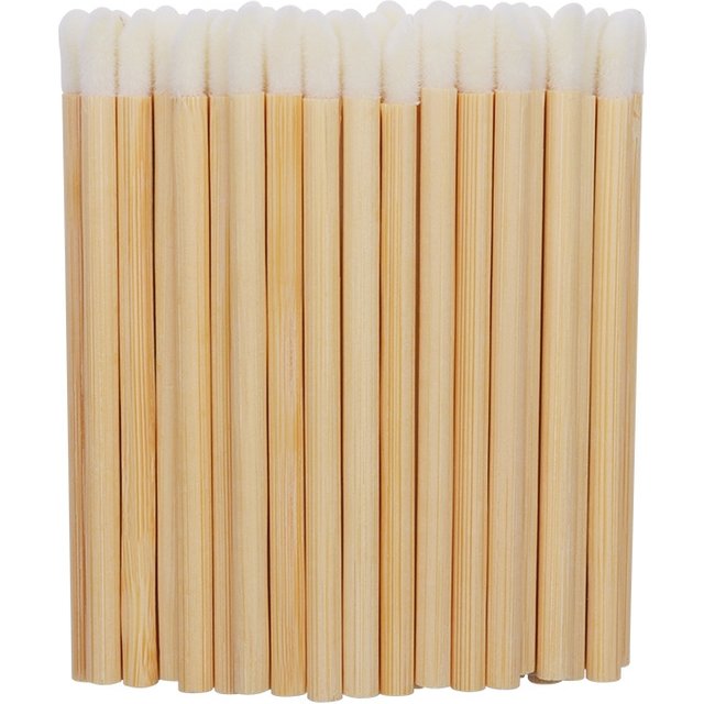 50pcs Lipstick Gloss Wands Applicator Eyelashes Extension Makeup Tools Bamboo Handle Eyelash Brush Lip Brush Cotton Swab