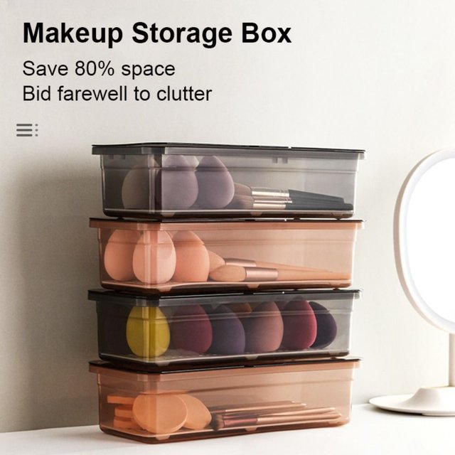 High Quality With Lid Makeup Storage Box Dust-proof Drainage Desktop Organizer Rectangular Plastic Utensils Storage Box Kitchen