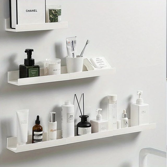 Bathroom Shelf No Drill Wall Mounted Shampoo Bottle Shower Corner Rack Toilet Makeup Storage Kitchen Accessorie
