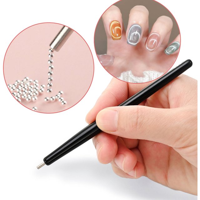 1/2pcs 3D Water Ripple Vortex French Cat Eye Nail Magnetic Pen Suction Steel Ball Magnet Pen Nail Tools Gel Nail Polish Magnetic