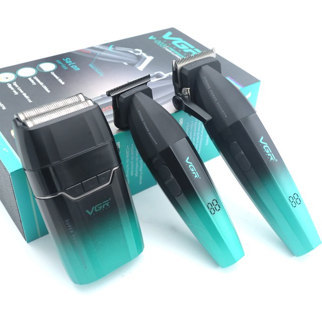 VGR Professional Hair Cutting Kit DLC Blade Full Metal Hair Clipper for men USB Charge LED Display 003 906 308