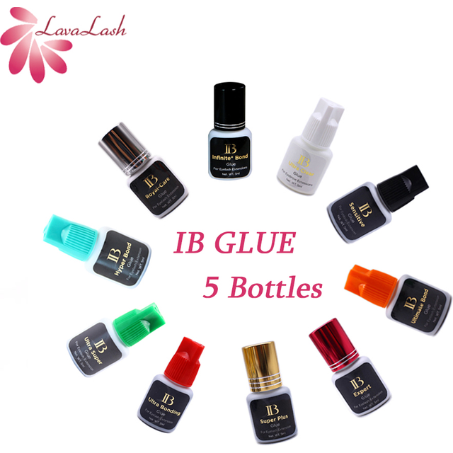 5Bottles IB Glue 5ml Individual Strongest Fast Drying Eyelash Extensions Glue Professional Lashes Adhesive Makeup Tools