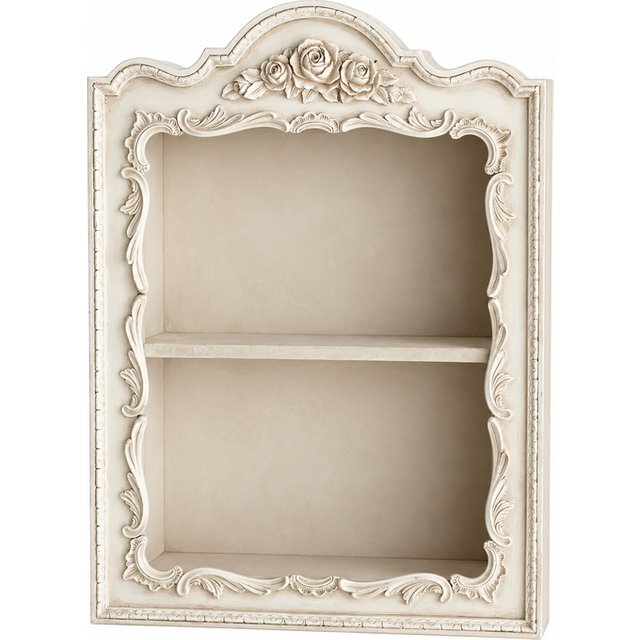 Vintage Resin Wall Shelf with Rose Carving, 2-Tier Ornate Floating Display Rack for Perfume, Collectibles, Bathroom Decor
