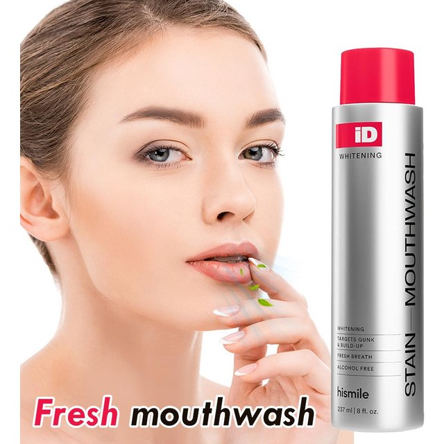 Hismile ID Whitening Stain Mouthwash 237ml Long-lasting Fresh Breath Cleans Stains And Plaque Brightens Teeth Oral Care