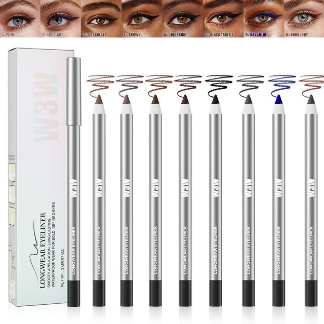 8 Colors Matte Eyeliner Gel Pencil, Ultra-fine Easy Coloring, Waterproof Sweatproof Smudge-proof, With Free Sharpener