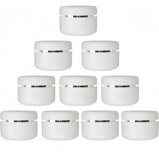 10pcs White Plastic Cosmetic Jars with Twist-Top Lids, Sample Bottles - for Travel Makeup, Creams, Lotions & Toiletries