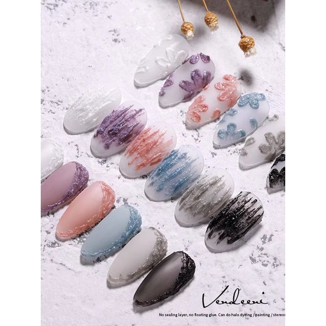 Vendeeni 6 Colors Sculptural Painting Gypsum Function Gel Nail Polish UV LED Soak Off Carving Plaster Shaping DIY Gel Varnish