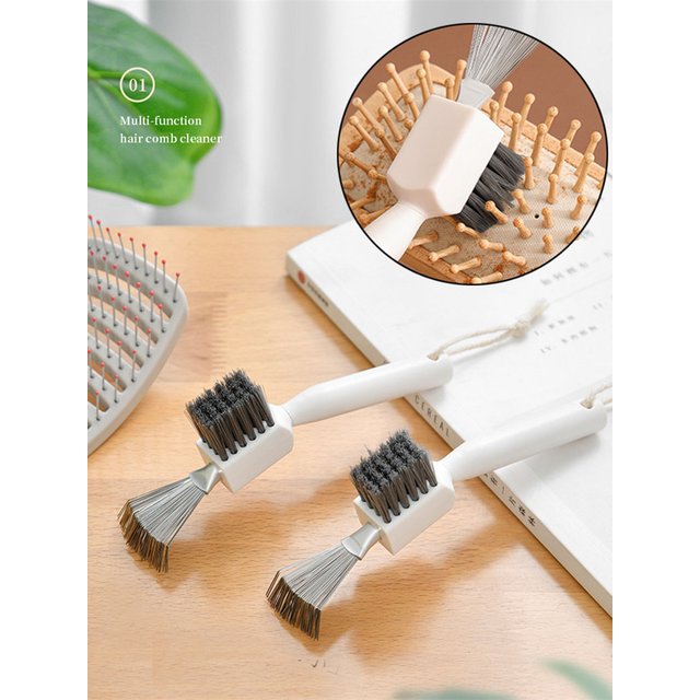 2 In 1 Hair Brush Cleaner Tool Metal Wire Comb Cleaner Airbag-comb Cleaner Tools Dual Use Hair Dust Stiff Bristles Edge Brush