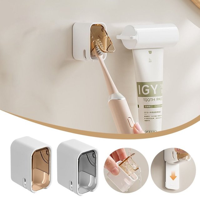 New Dustproof Toothbrush Holder Flip-top Wall Mounted Toothbrush Rack Toothbrush Storage Box