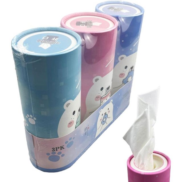 Travel Facial Tissue Container 3pcs Car Cup Holder Tissue Box Set Auto Cylinder Paper Towel Tube For Bedrooms Study Rooms