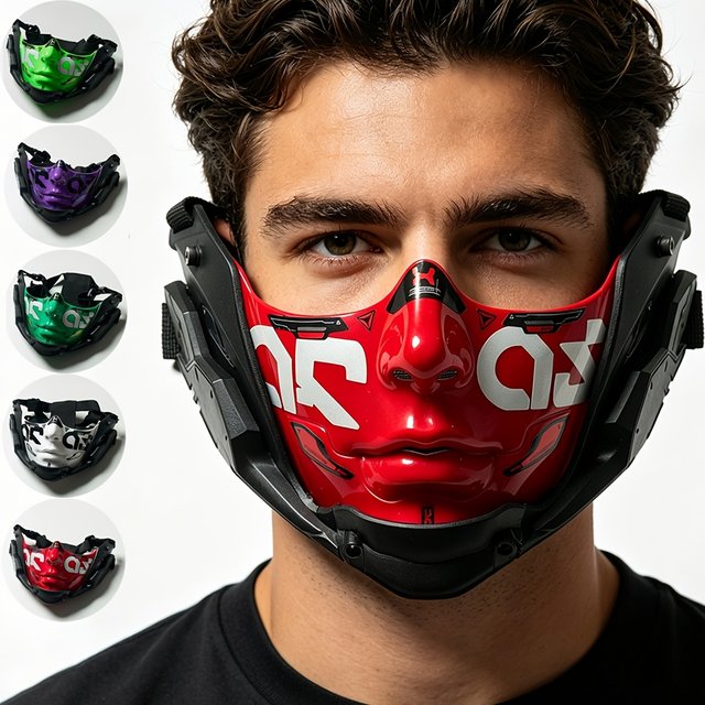 Cyberpunk Cool Half Face Mask Halloween Party Mask Science Fiction Mechanical Cosplay Manga Exhibition Photography Props