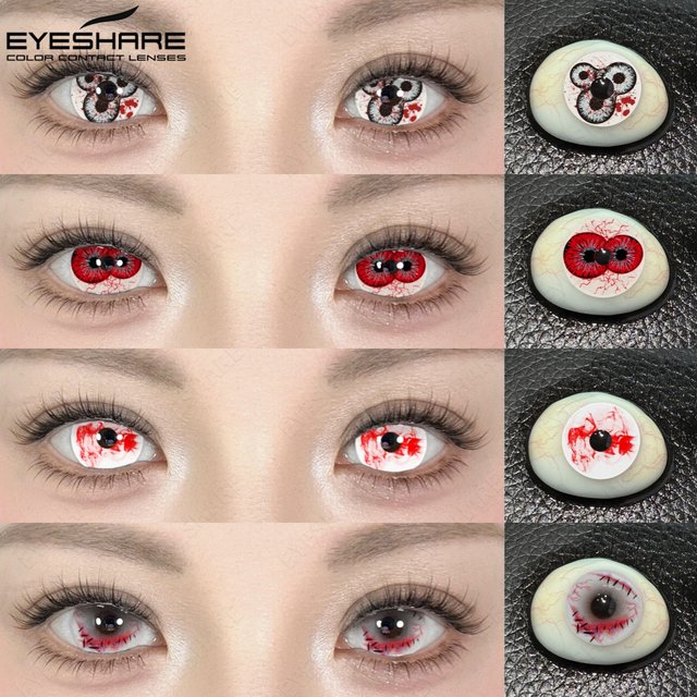 EYESHARE 1 Pair New Halloween White Lenses For Ghost Crazy Cosplay Eyes Lens Anime Eyes Red Vampire Witch Makeup Contact Lens