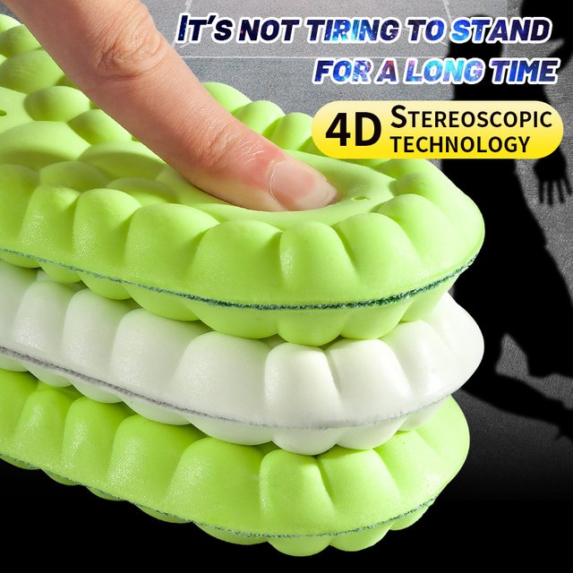 Sport Insoles 4D Latex Super Soft High Elasticity Shoe Pads Anti-pain Deodorant Cushion Arch Support Running Insoles Foot Insole