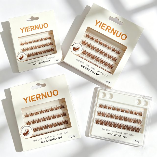 Self Adhesive Lashes Clusters Brown Eyelash 8-16Mm Natural Brown Makeup Press On Cluster Lashes For Daily Gatherings