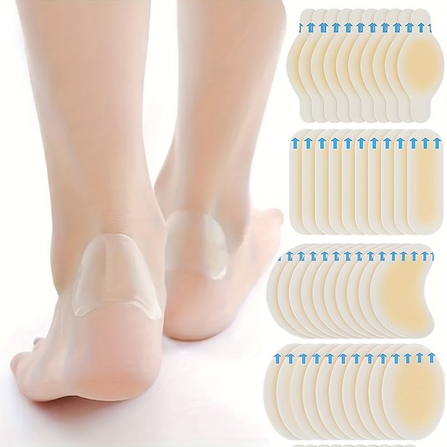40PCS Invisible Gel Heel Protector Foot Patches Adhesive Blister Pads Transparent Gel Heel Anti-friction Pads Foot Care Stickers