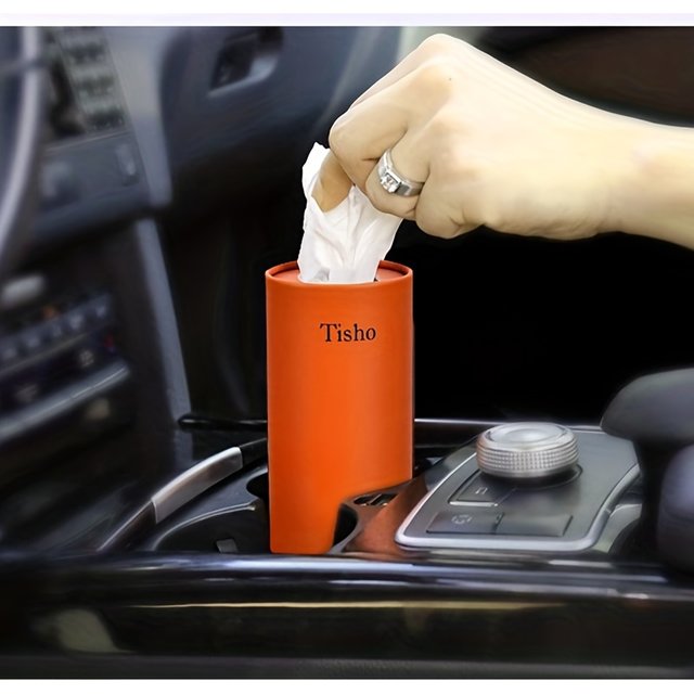 Car Tissue Holder Fits Perfectly in Cup Holder,Includes Travel Size Facial Tissues, Convenient Round Container for On-the-Go Use