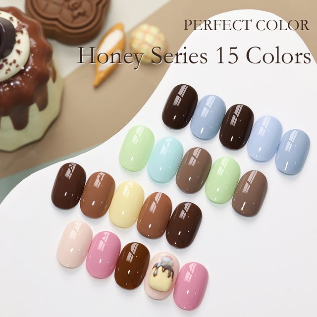 PERFECT COLOR Gel Nail Polish Honey Series 15 Colors, 1pc, 15pc, 5g, Nails for Holographic Salon Gel Manicure and Home Nail Art