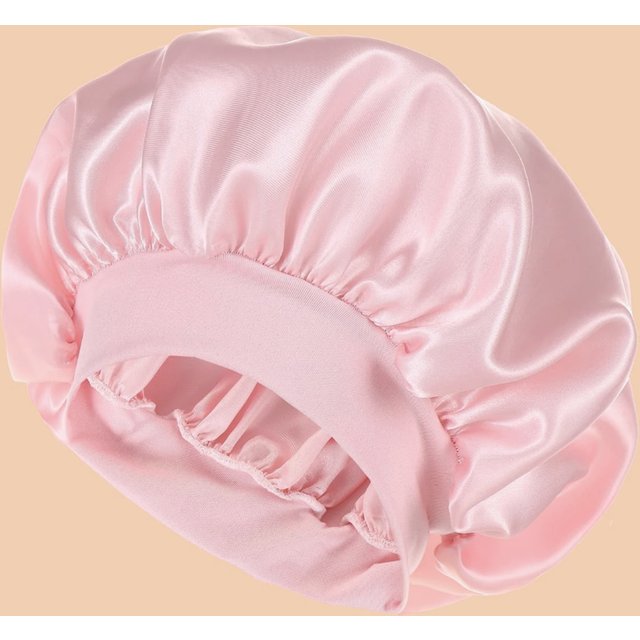 Satin Bonnet Silk Hair Bonnet for Sleeping, Soft Elastic Wide Band Sleep Cap for Curly Hair, Women Hair Care Night Head Cover