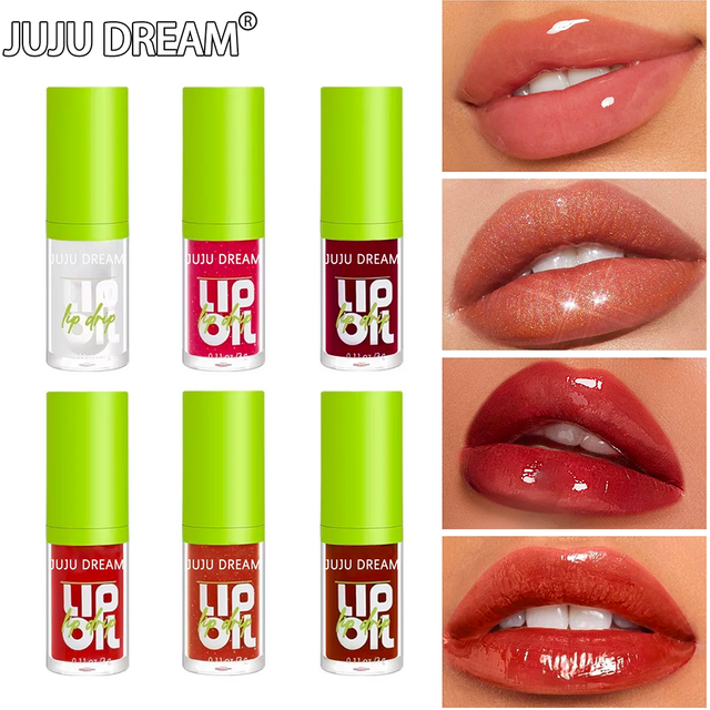 6 Colors Tinted Lip Oil Gloss, Moisturizing Shiny Finish, Waterproof Long-Lasting, Easy Apply, Xmas & Halloween Makeup, Unisex