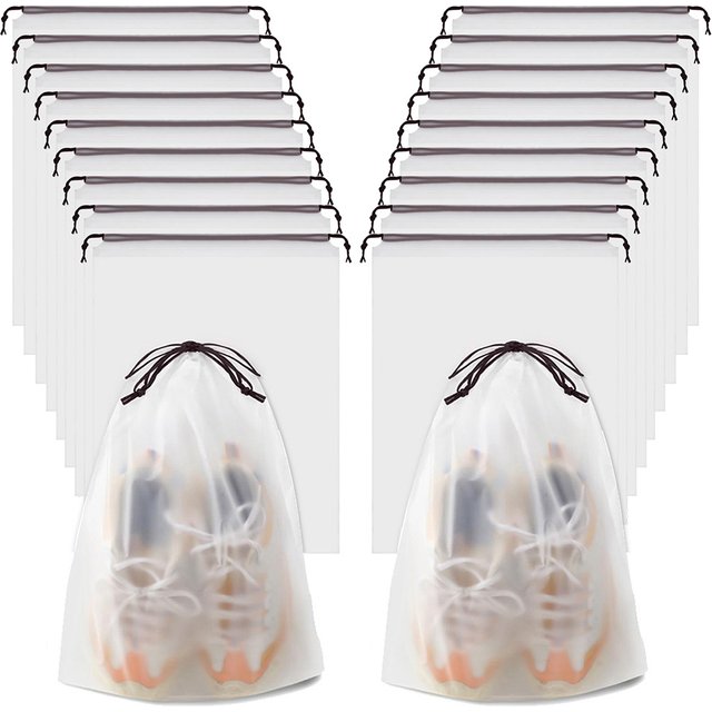 10/20 Portable Shoe Storage Drawstring Eco Storage Bag for Sundries Travel Makeup Bag Waterproof Transparent Plastic Storage Bag