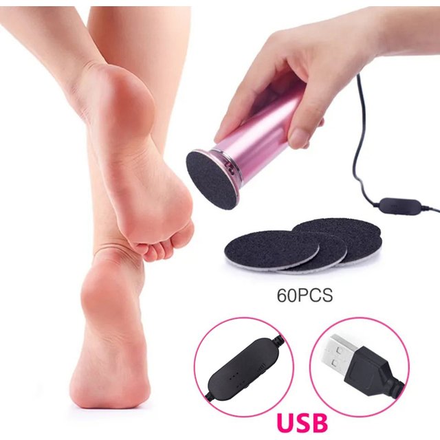 Electric Foot File Callus Remover Pedicure Machine with 60 Replacement Sandpaper Disks Adjustable Speed Aluminum Foot Care Tool