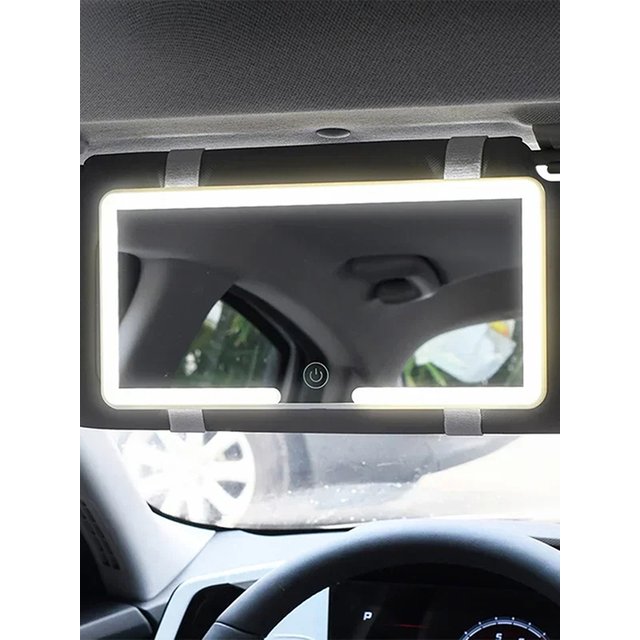 Car LED Makeup Mirror Three Gear Adjustment Sun Visor Plate Interior Rear Mirror Dimmable Touch Screen Auto Vanity Mirror