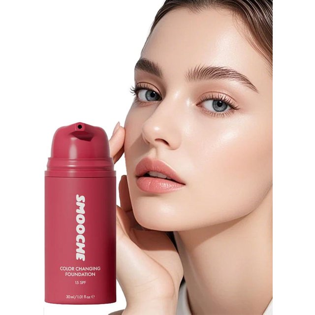 SMOOCHE Color Changing Liquid Foundation with Glycerin & Vitamin E, Moisturizing Concealer for Natural Flawless Skin