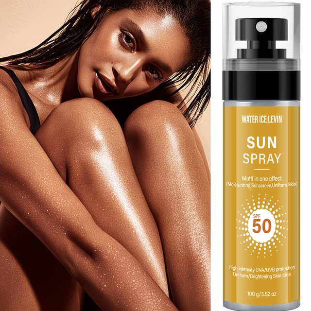 Water ice levin SPF50 Sun Spray Sunscreen Moisturizing Brightening UVA/UVB Protection with Hyaluronic Acid Collagen Niacinamide