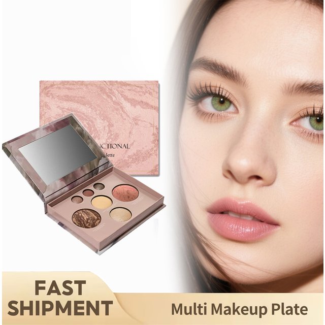Multi Functional Makeup Plate 7 Colors Eyeshadow Highlighter Palette Matte Shadow Lasting Glow Brighten Waterproof Cosmetics