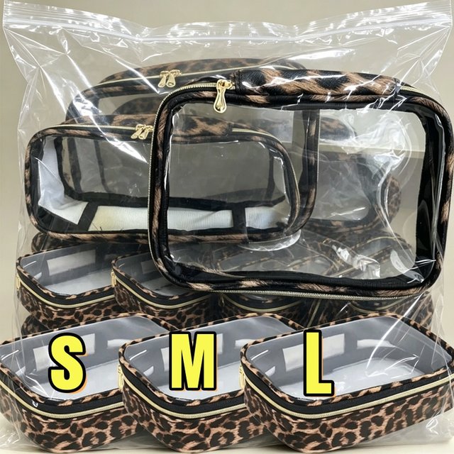 Transparent Leopard Print Clear Makeup Bag Large Capacity Travel Make Up Cosmetic Organizer Zipper Waterproof Cosmetic Bag