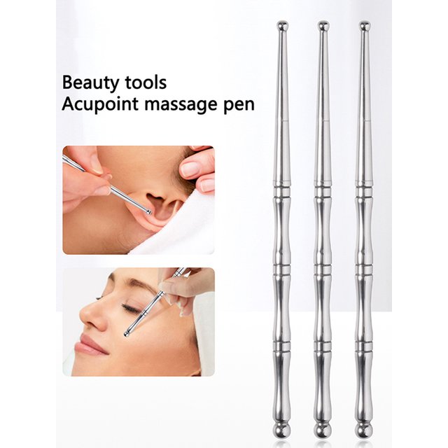 1pcs Double Head Acupuncture Pen Facial Reflexology Tools Stainless Steel Trigger Point Massager Tool Deep Tissue Massage Tool