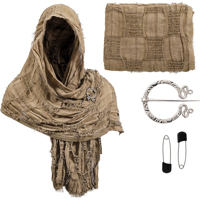 Écharpe à capuche rétro Pirate médiéval, noir, marron, vert, cape enveloppante, Costume de mascarade d'halloween de la Renaissance, capot d'épaule