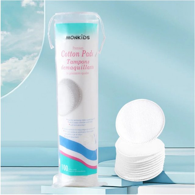 100pcs soft and breathable circular makeup remover pads, double-sided textured cotton pads, used for daily facial cleansing