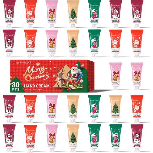 Christmas themed hand cream -30pcs -5 flavors, - deep moisturizing and soft formula, long-lasting fragrance
