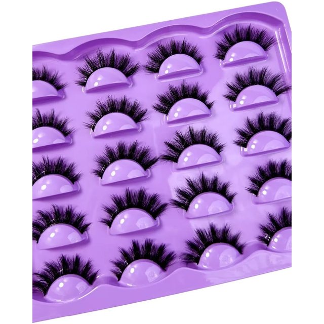 10 Pairs Natural False Eyelashes, Thick Curling Fluffy Manga Lashes, Soft Wispy Full Strip Eyelashes for Party Travel Makeup