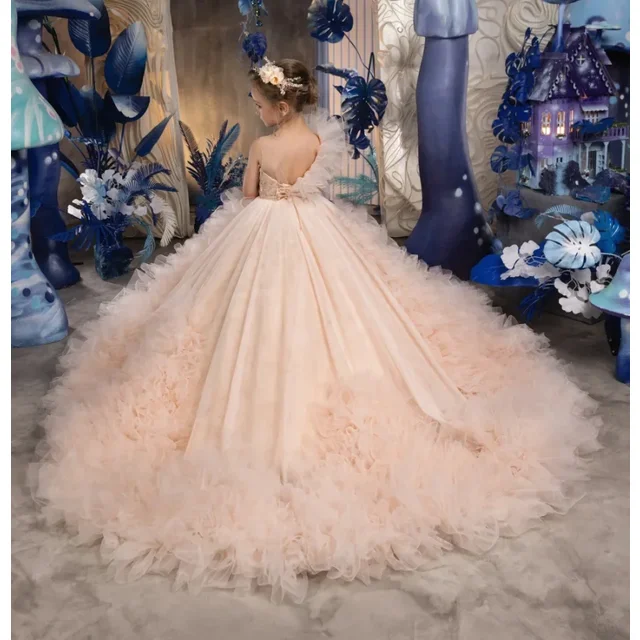 Robes de demoiselle d'honneur rose blush pour les tout-petits, robe de reconstitution historique en