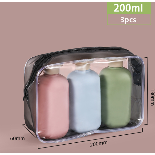 3pcs 100ml/200ml Plastic Travel Shampoo Bottles Clear Blue Shampoo Lotion Shower Gel Foam Pump Bottles