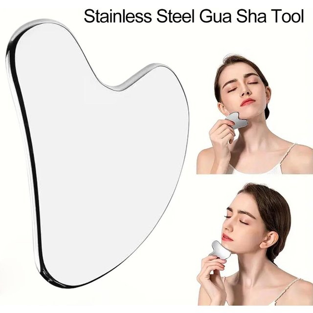 Stainless Steel Facial Roller Metal Gua Sha Tools for Face Body Jawline Shaper Lymphatic Drainage Massager, Double Chin Reducer