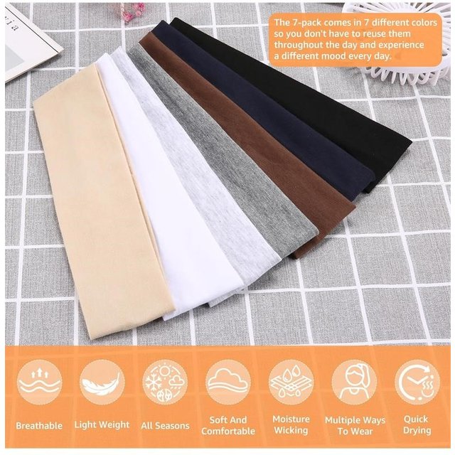 7pcs Sports Headbands for women Fitness Running Yoga Solid Color Elastic Hairbands Head Band Stretch Makeup Hair Accessories