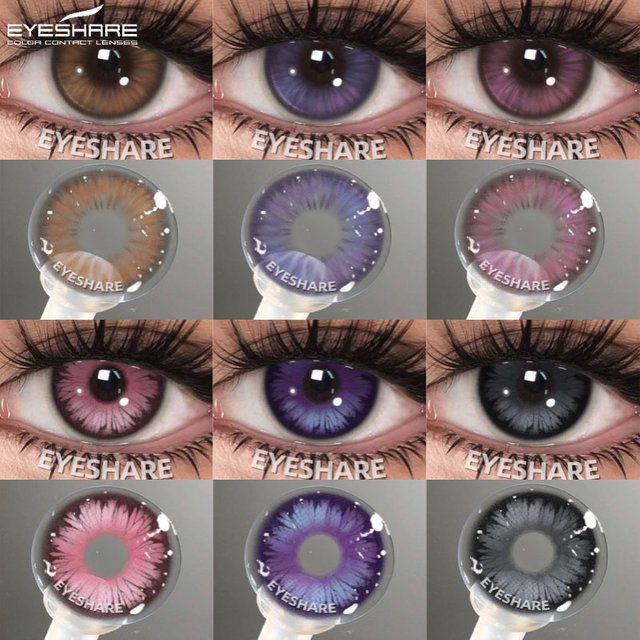 EYESHARE 2Pcs Colored Pupils for Eyes Pink Eye Contacts Cosmetics Purple Eye Color Lens Brown Lenses Yearly Color Contact Lenses