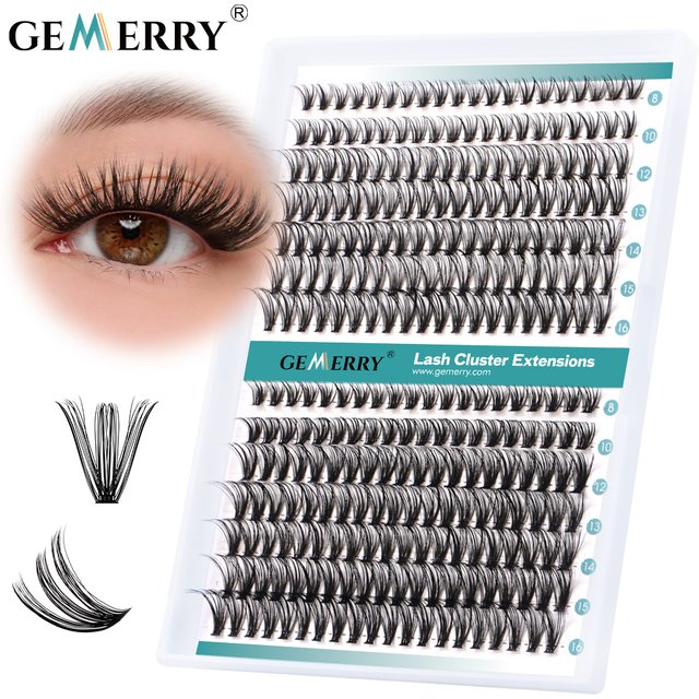 Gemerry Cluster Individual Lashes 240 pcs Large Tray 30P/40P Premade Volume Fans Fox Eye Effect Cosplay Lashes Extension Makeup