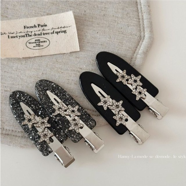 Flash diamond star barrettes seamless hair clip retro fashion bangs hairpin hair accessories acetic acid makeup