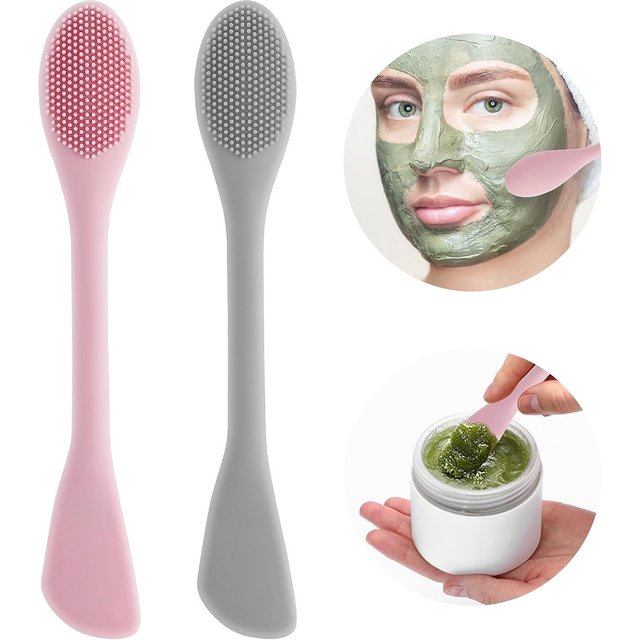 Brosse de nettoyage du visage en silicone à double tête pour femme, applicateur de masque facial,