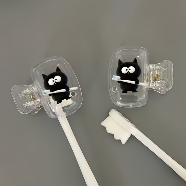 2Pcs Kitten Rose Toothbrush Cover, Portable Storage Holder, Bathroom Accessory for Home & Travel