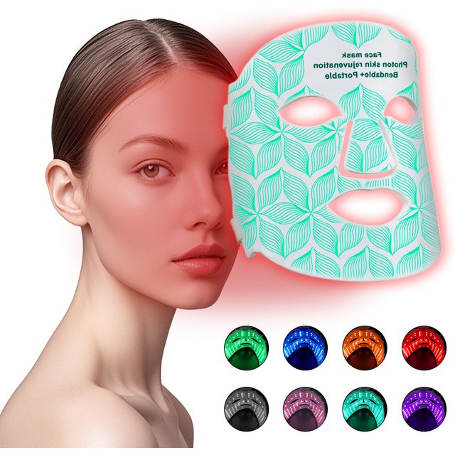 8 couleurs 630nm 850nm Led thérapie par la lumière rouge masque Facial Rechargeable de qualité alimentaire Silicone matériel photonique thérapie masque Facial