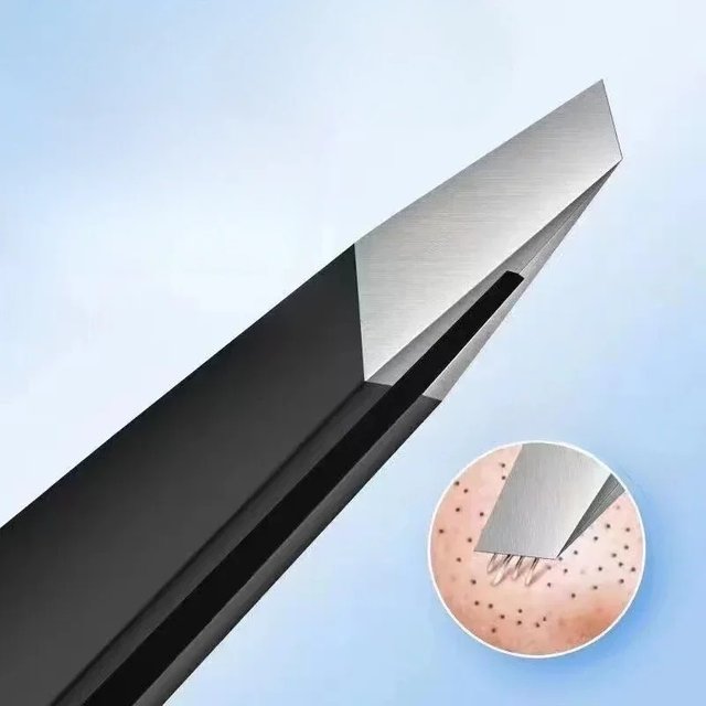 Black Stainless Steel Eyebrow Tweezers Slant&Flat Point Beauty Tools for Eyelash Grooming Ingrown Hair Removal Precision Tweezer
