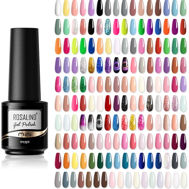 ROSALIND Gel Nail Polish Soak Off UV/LED Semi Permanent Top Base Coat Hybrid Varnish Colorful Nail Beauty Nail Gel