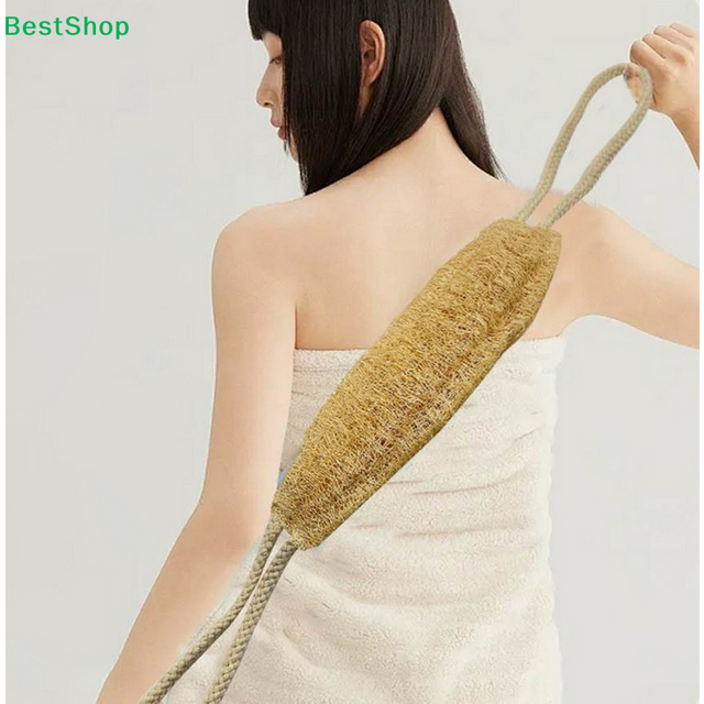 Natural Loofah Back Scrubber, Exfoliating Bath Body Scrubber with Hanging Rope for Shower & Bathing