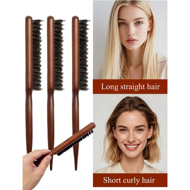 1-5pcs Three Rows Hairdressing Pig Bristle High Vertex Fluffy Hair Brush Scalp Massage Comb Professional Salon Hair Style Tool