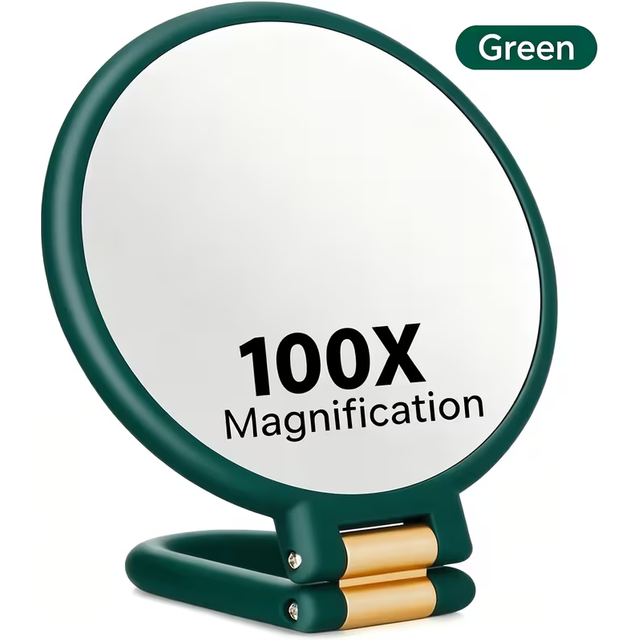 1pc 100X HD Handheld Makeup Magnifying Mirror, 1X/100X Dual Magnification Switchable, 360° Adjustable Handle And Mirror,